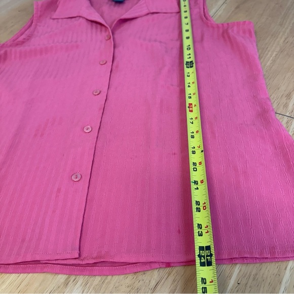 Notations Top Womens Large Pink-coral Sleeveless Button Collared V Neck - Picture 5 of 6